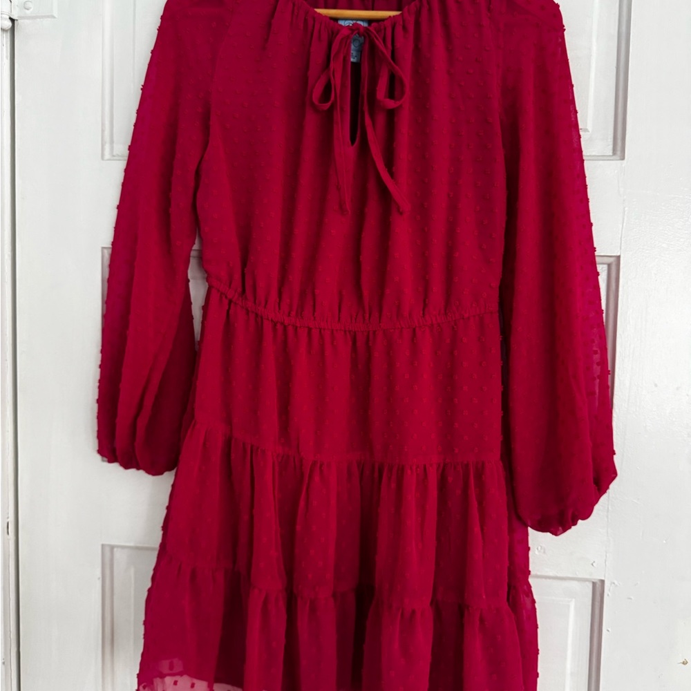 CeCe Fuschia Pink Polka Dot Guaze Dress - Small